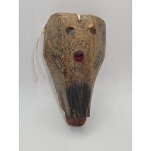 Vintage Native American or South American Style Hand Carved Wooden Animal Mask